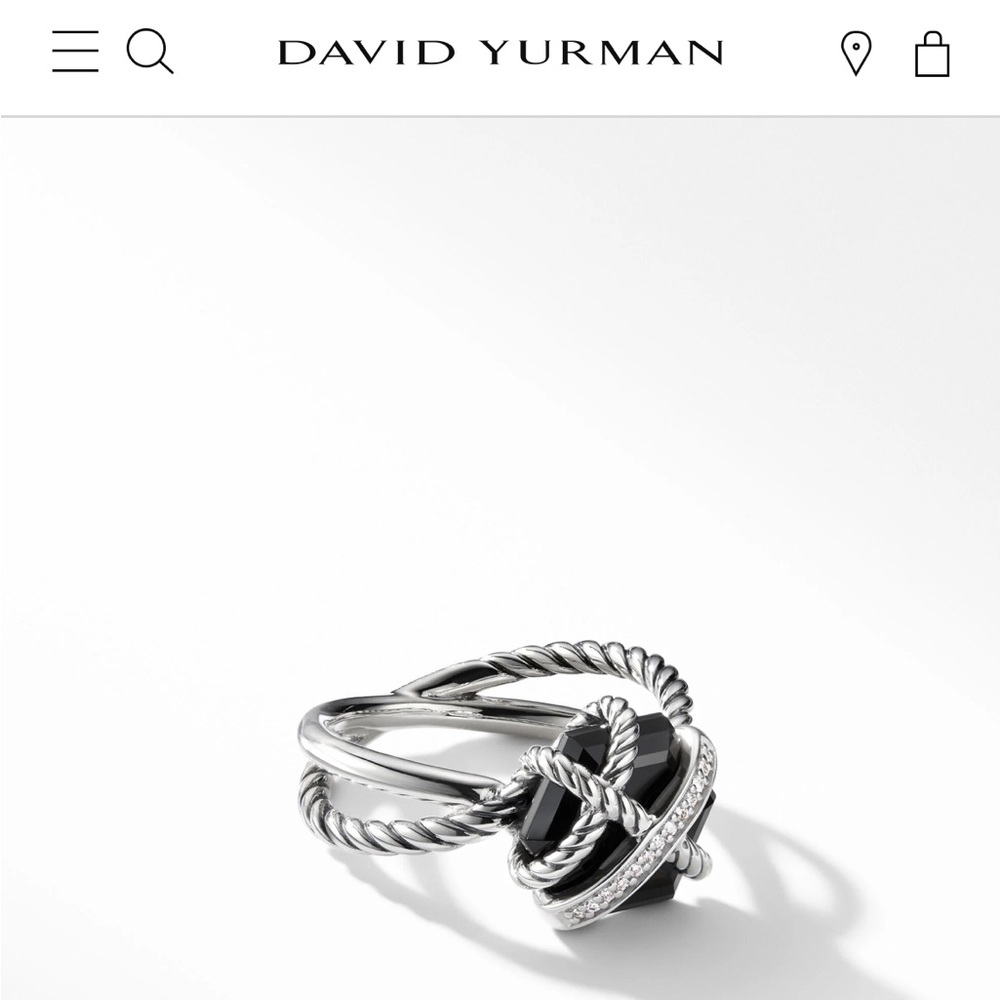 David Yurman Cable Wrap Ring with Black Onyx and Pave Diamonds